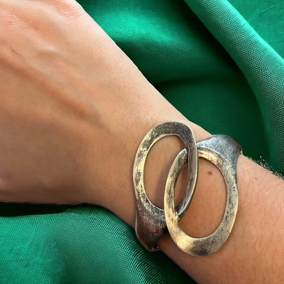 Alicia Plata Joyeria Mexico 950 Silver Hinged Cuff Bracelet TO-40 Modern Design - Picture 2 of 11